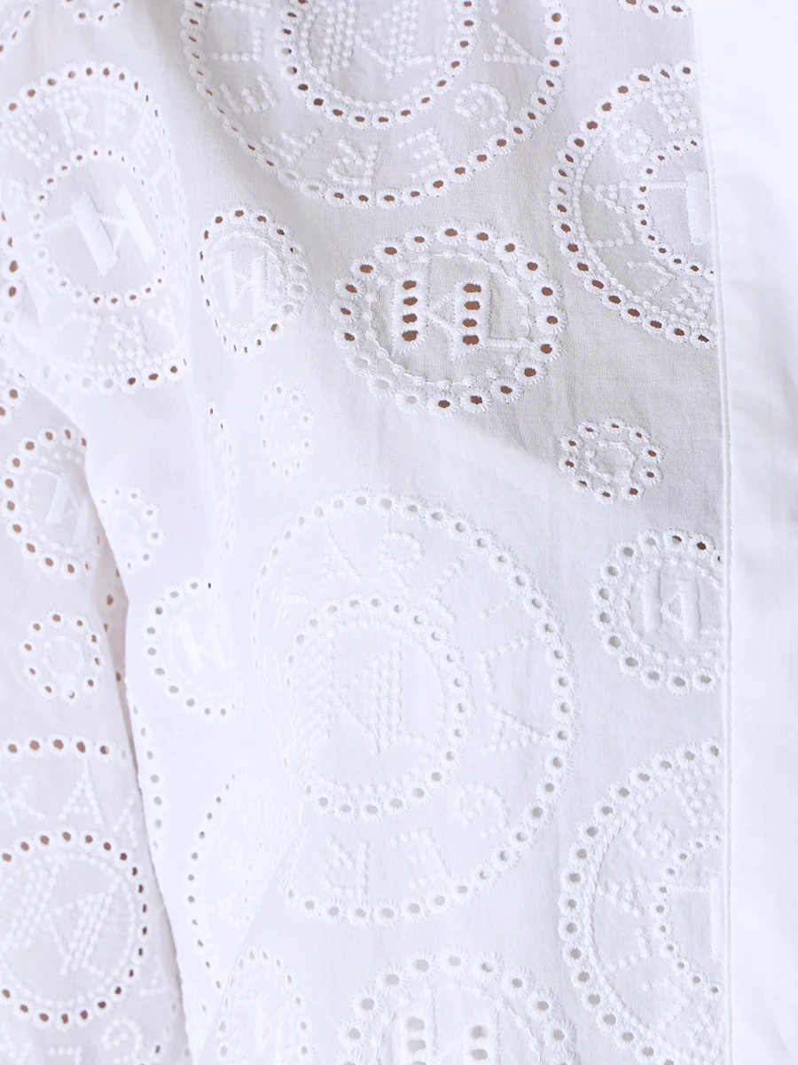 Платье-рубашка хлопковое KARL LAGERFELD 231W1302 100, размер 38, цвет белый - фото 5