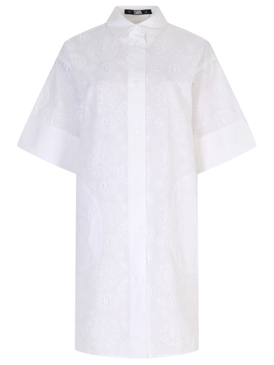 Платье-рубашка хлопковое KARL LAGERFELD 231W1302 100, размер 38, цвет белый - фото 1