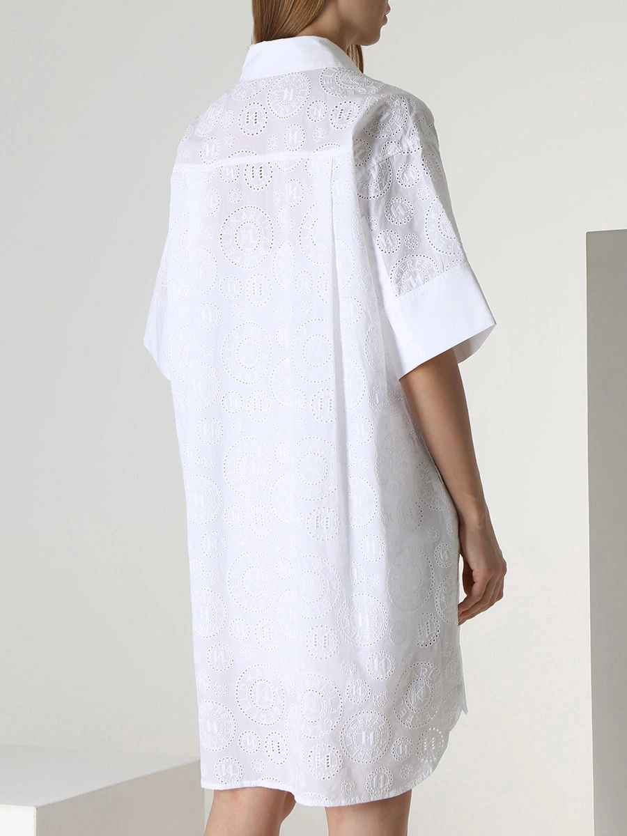 Платье-рубашка хлопковое KARL LAGERFELD 231W1302 100, размер 38, цвет белый - фото 3