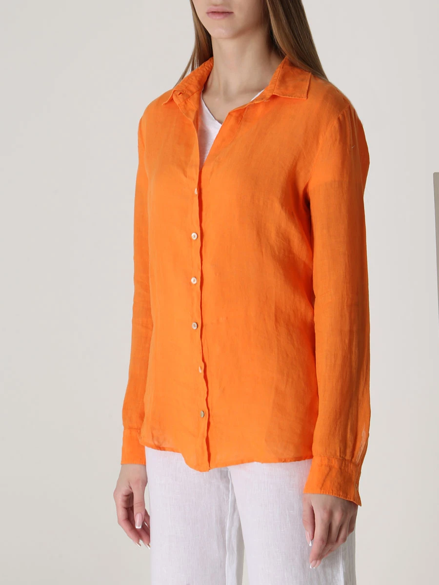 Рубашка льняная 120% LINO Y0W13000000115000 Y043, размер 38, цвет оранжевый - фото 4