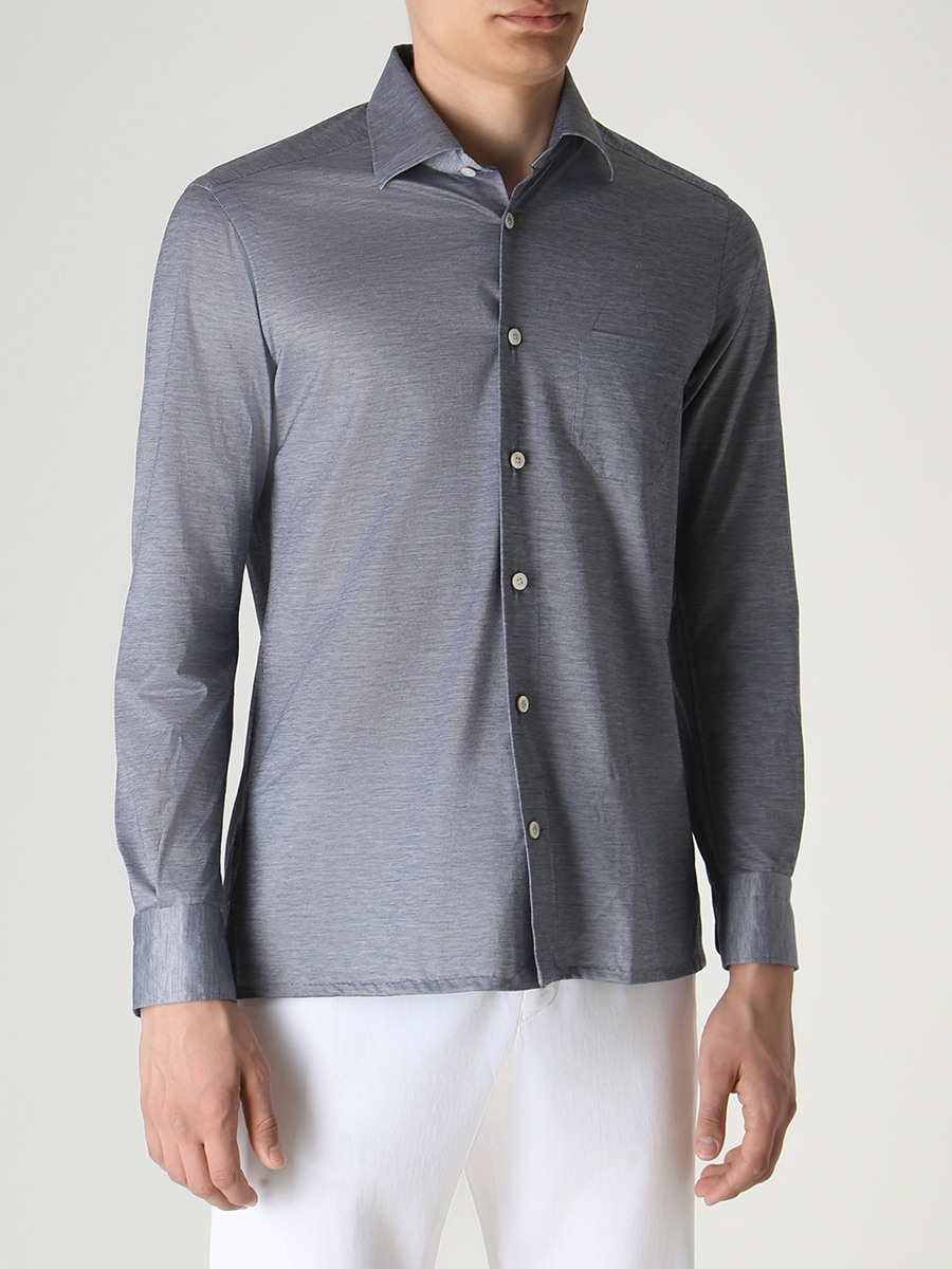 Рубашка Slim Fit хлопковая KITON UMCNERH0841309001 Серый  Фото 4