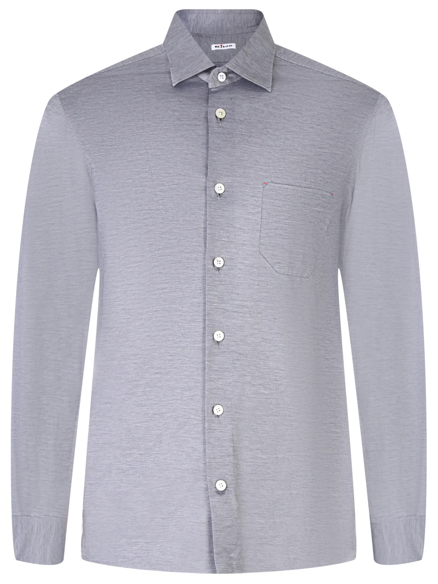 Рубашка Slim Fit хлопковая KITON UMCNERH0841309001 Серый  Фото 2