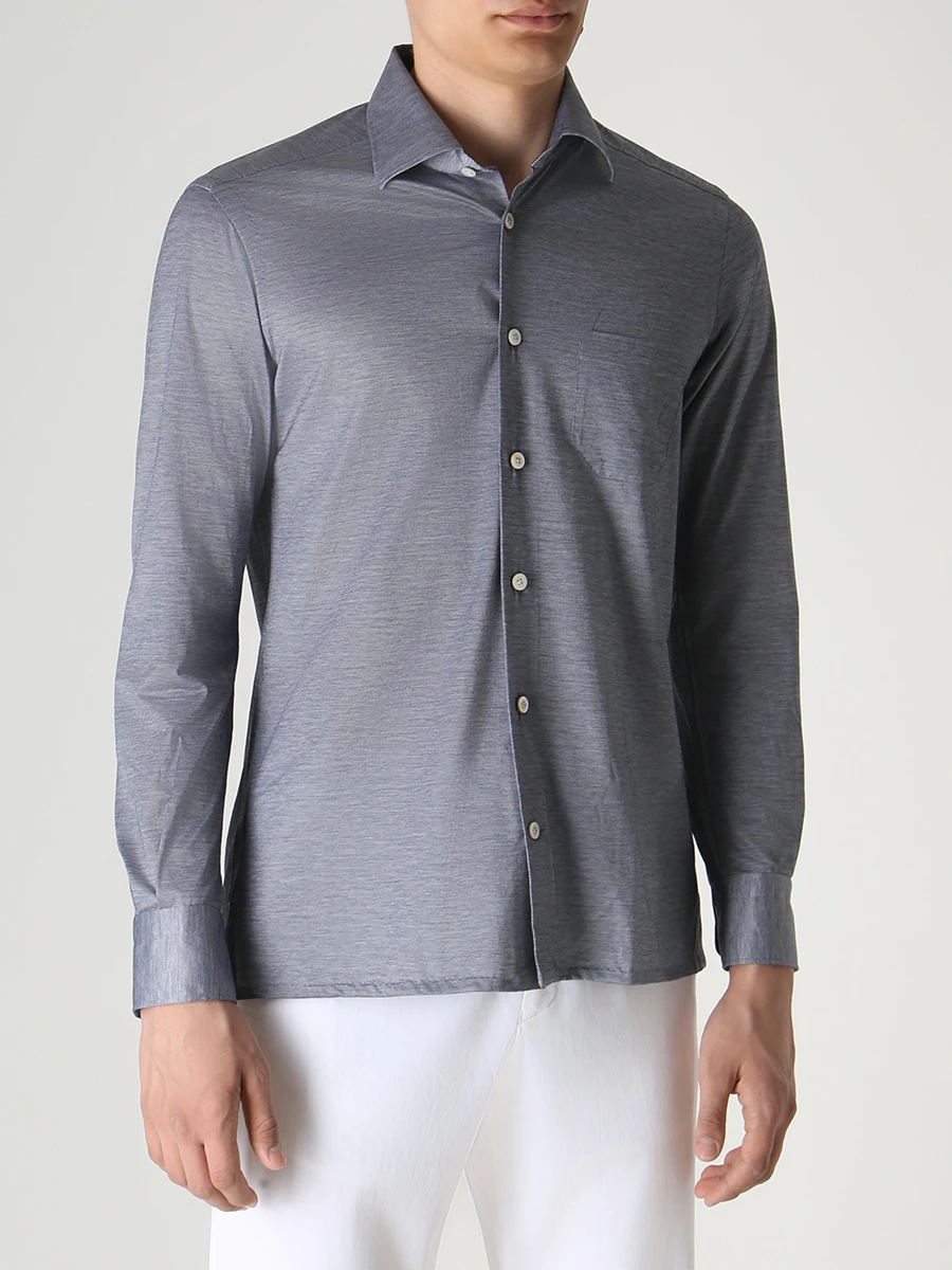 Рубашка Slim Fit хлопковая KITON UMCNERH0841309001 Серый  Фото 6