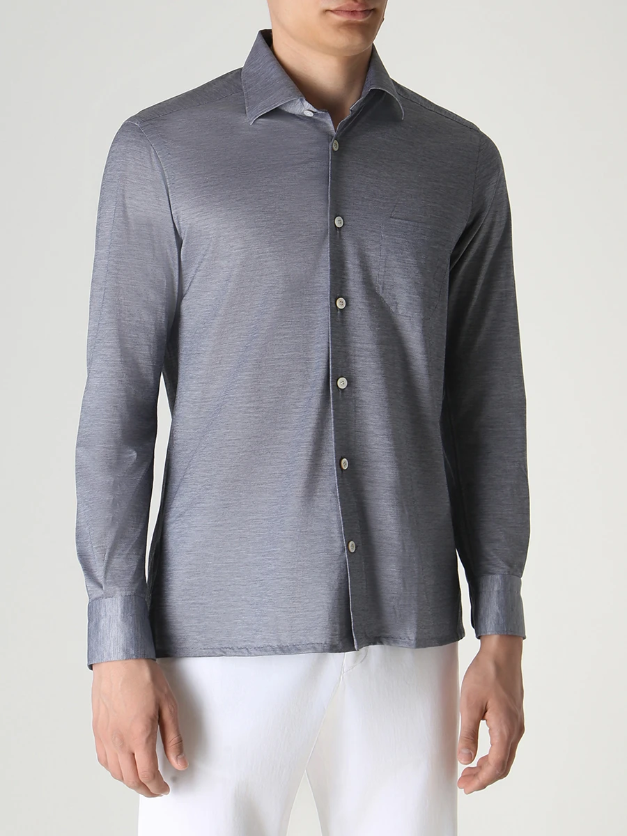Рубашка Slim Fit хлопковая KITON UMCNERH0841309001 Серый  Фото 5