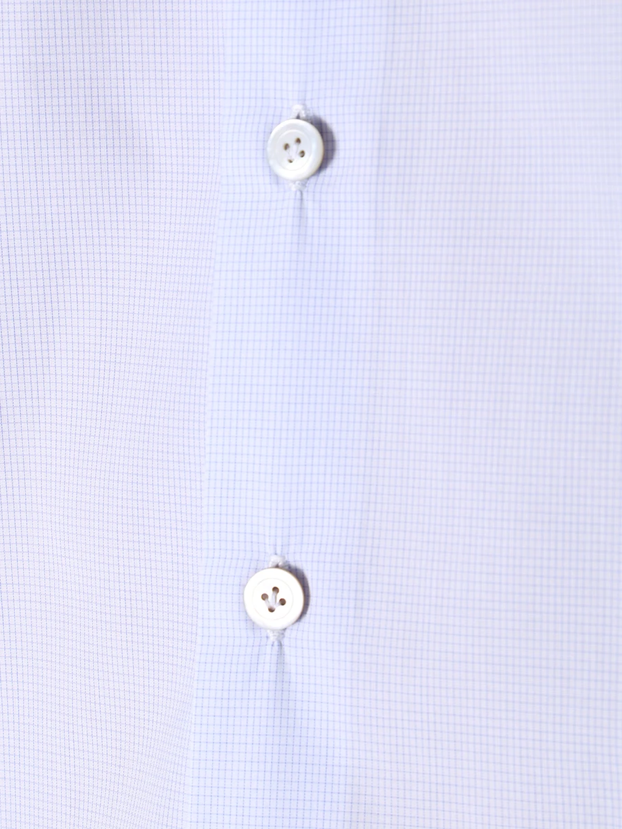 Рубашка Slim Fit хлопковая в клетку KITON UCCH0847911000 Голубой  Фото 5