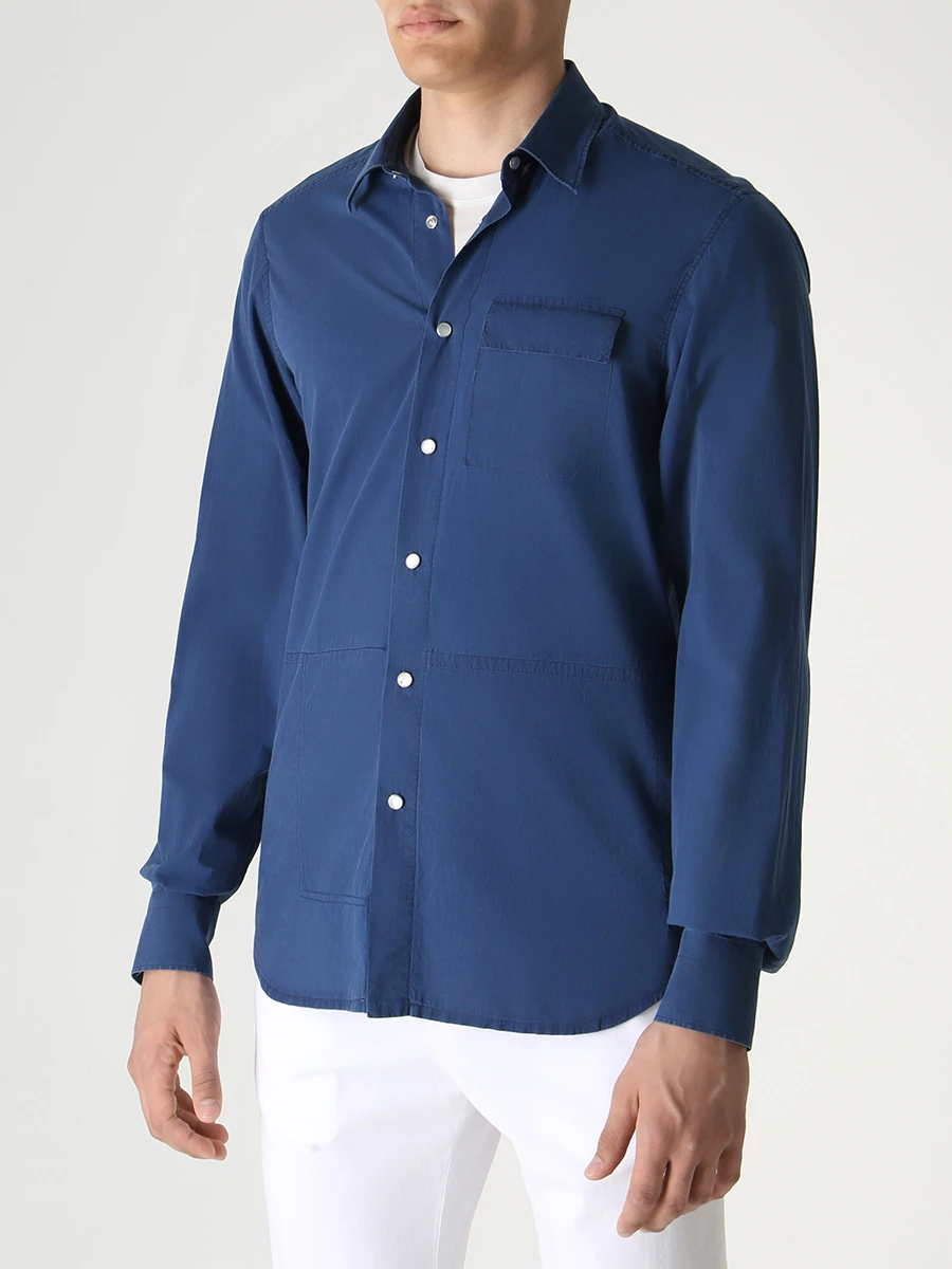 Рубашка Regular Fit хлопковая KITON UMCBUBAH0841502000 Синий  Фото 4