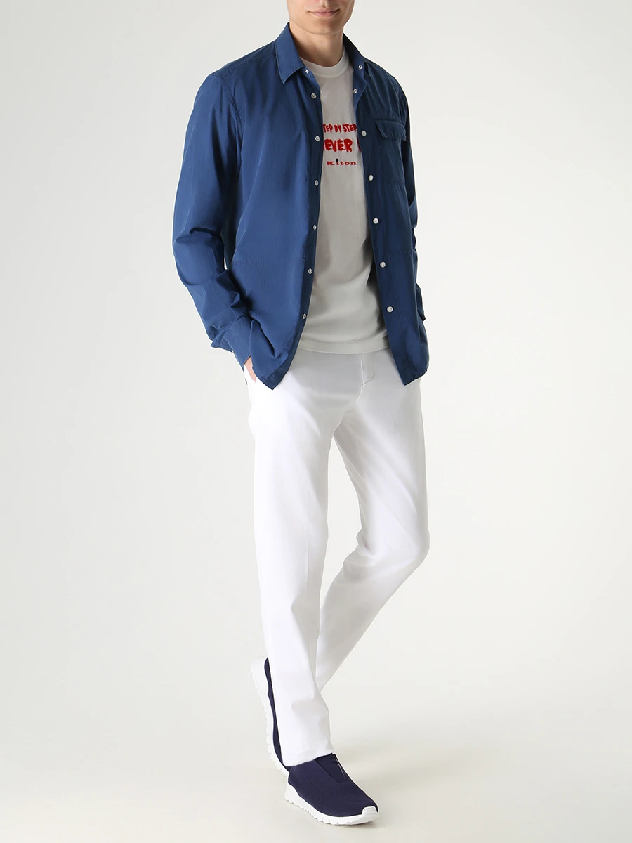Рубашка Regular Fit хлопковая KITON UMCBUBAH0841502000 Синий  Фото 2