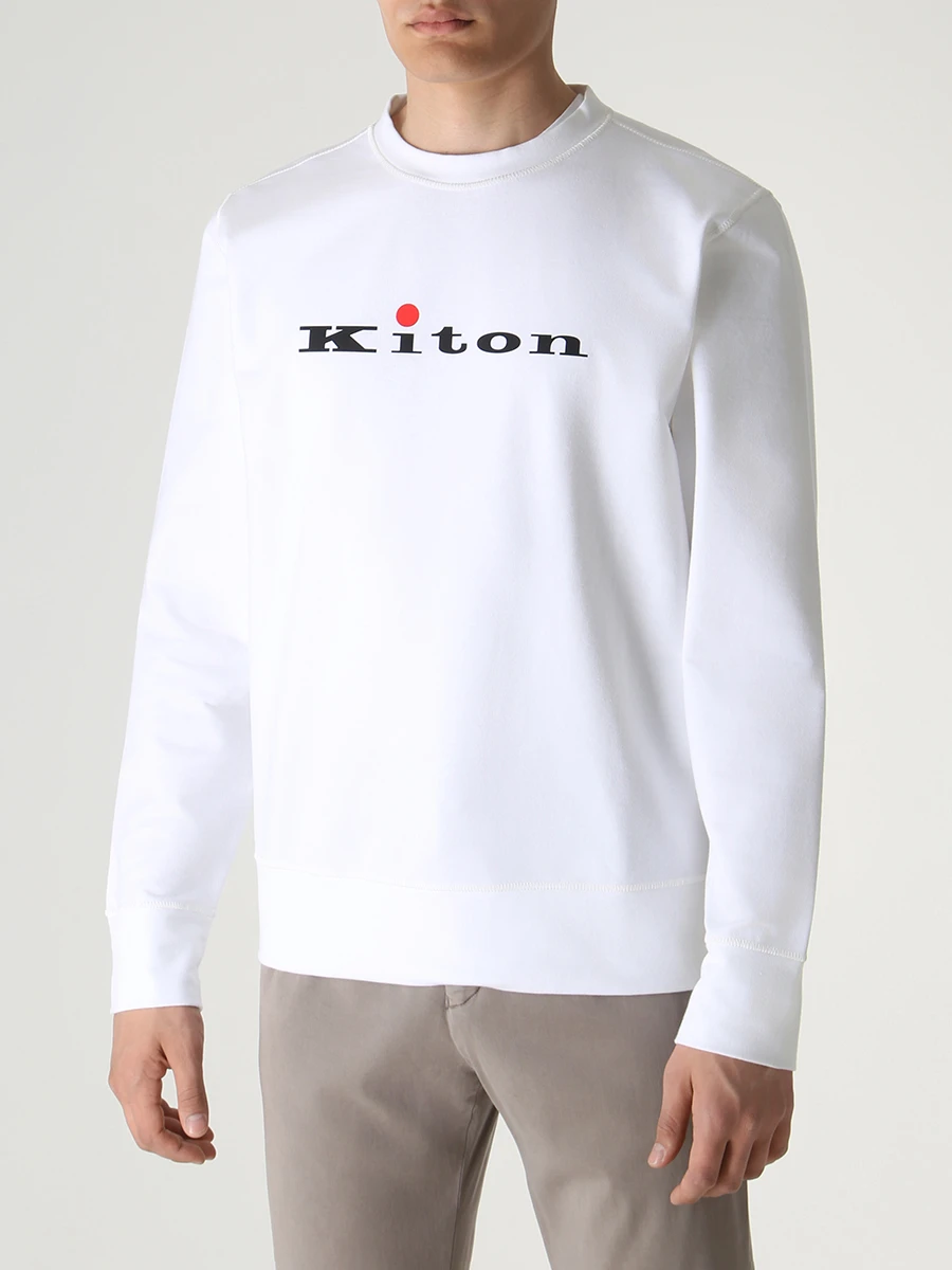 Толстовка хлопковая KITON UMK02591600A Белый  Фото 4