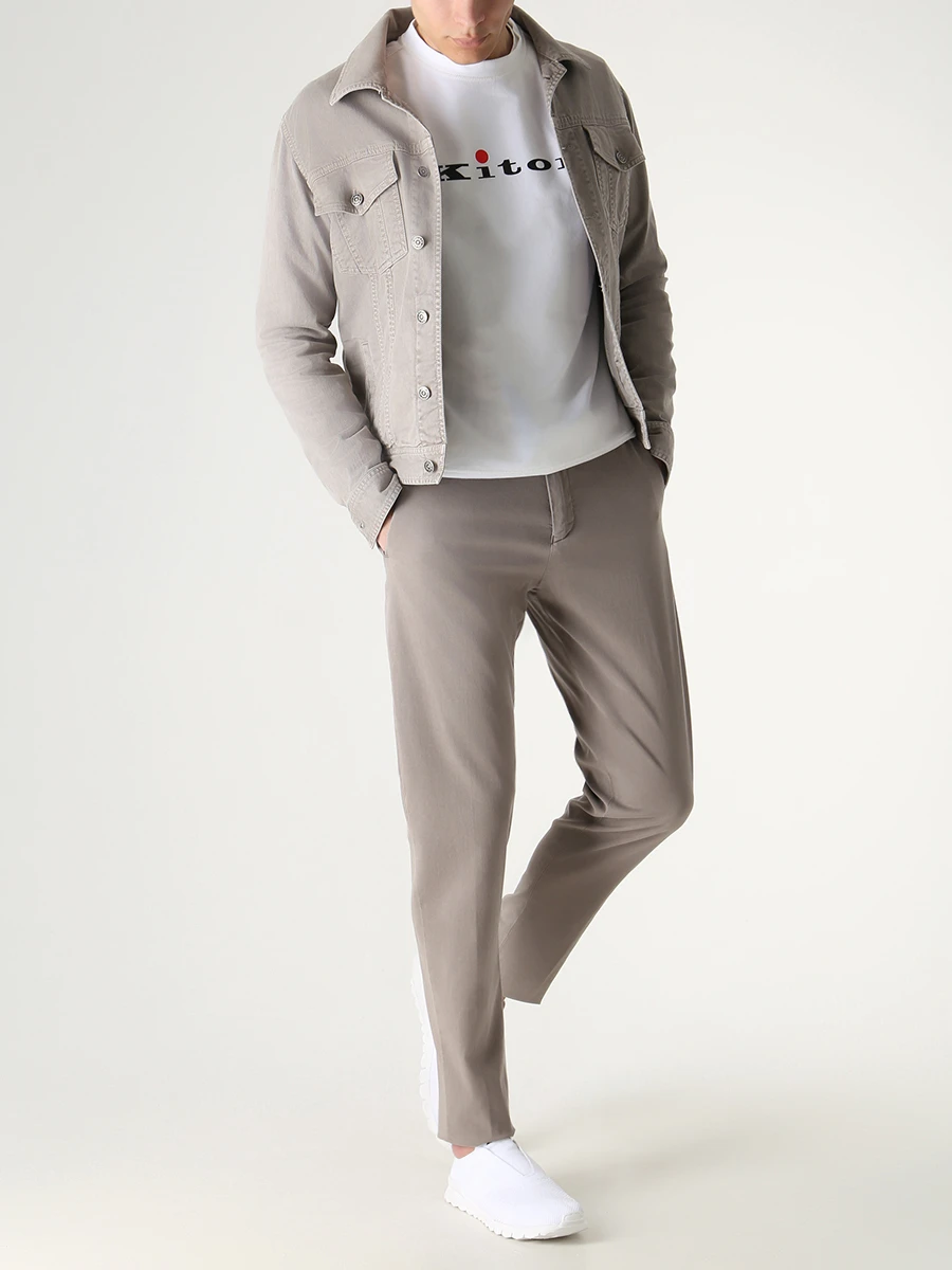Толстовка хлопковая KITON UMK02591600A Белый  Фото 2