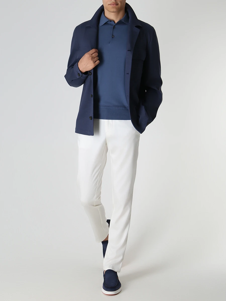 Поло хлопковое FIORONI CASHMERE MK26613C2 E23 E14 Синий  Фото 2