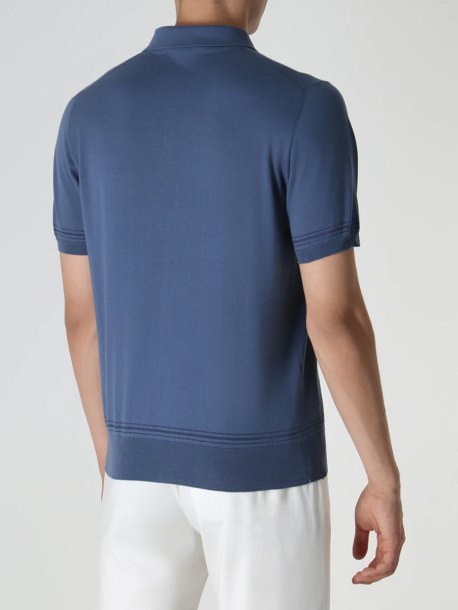 Поло хлопковое FIORONI CASHMERE MK26613C2 E23 E14 Синий  Фото 3