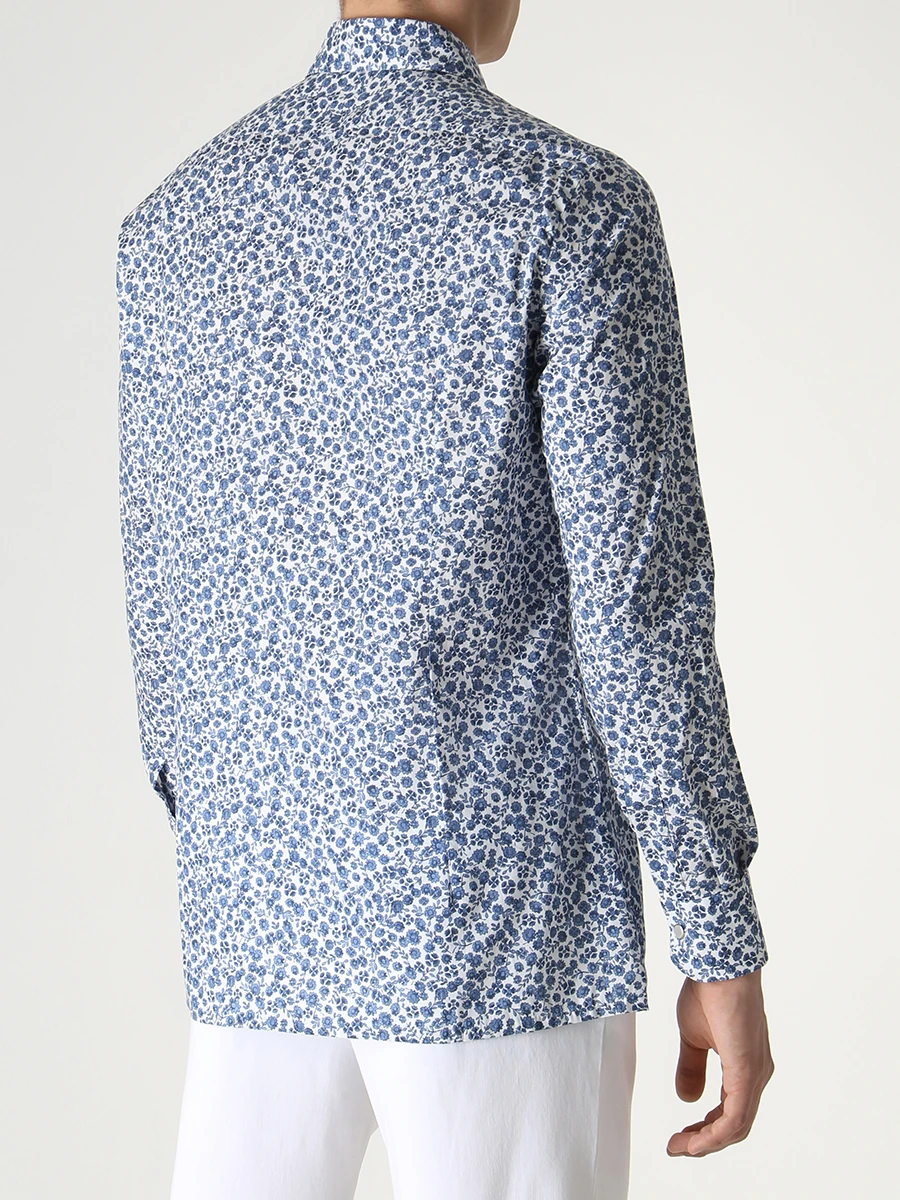 Рубашка Slim Fit хлопковая KITON UMCNERH084710500 Синий  Фото 3