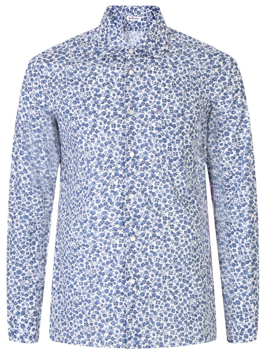Рубашка Slim Fit хлопковая KITON UMCNERH084710500 Синий 