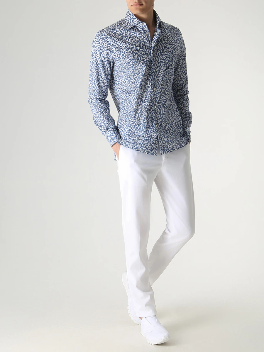 Рубашка Slim Fit хлопковая KITON UMCNERH084710500 Синий  Фото 2