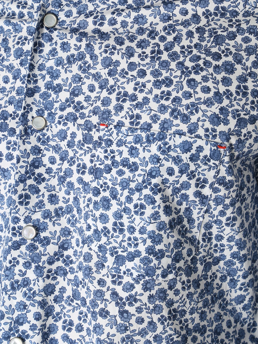 Рубашка Slim Fit хлопковая KITON UMCNERH084710500 Синий  Фото 5