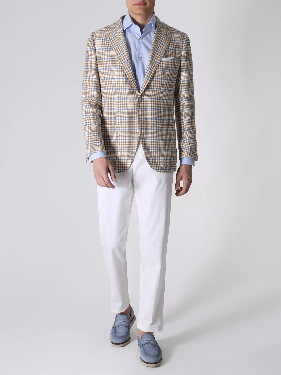 Рубашка Slim Fit хлопковая KITON UCCH0848022002 Голубой  Фото 2