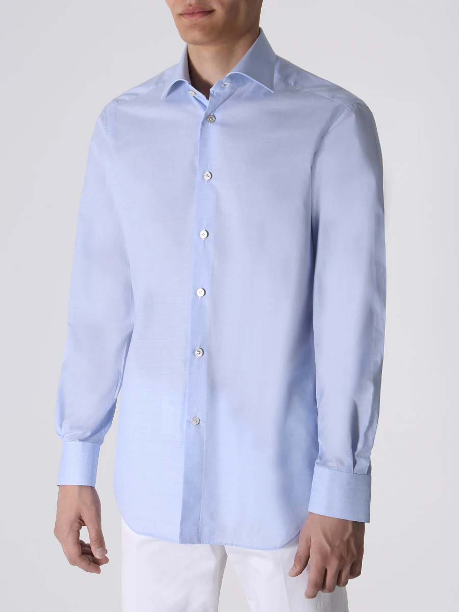 Рубашка Slim Fit хлопковая KITON UCCH0848022002 Голубой  Фото 4
