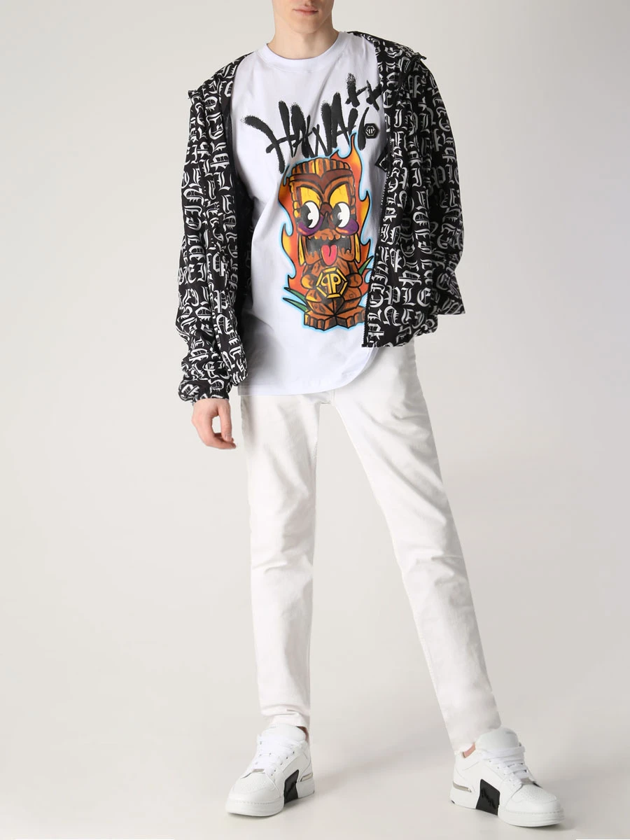 Футболка хлопковая с принтом PHILIPP PLEIN MTK6076/01 Белый  Фото 2