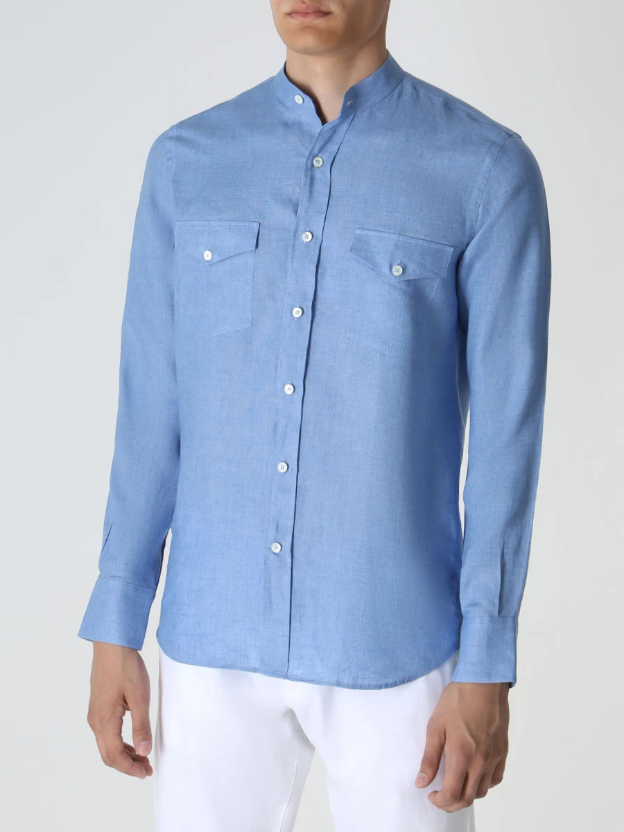Рубашка Regular Fit льняная CANALI GL02857/402/CSL7011 MF, размер 56, цвет голубой GL02857/402/CSL7011 MF - фото 4