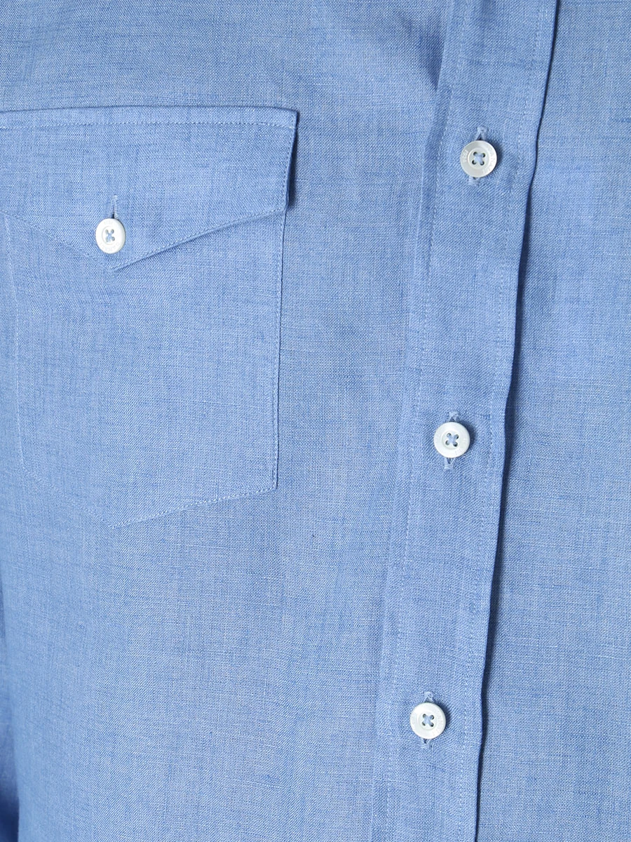 Рубашка Regular Fit льняная CANALI GL02857/402/CSL7011 MF, размер 56, цвет голубой GL02857/402/CSL7011 MF - фото 5