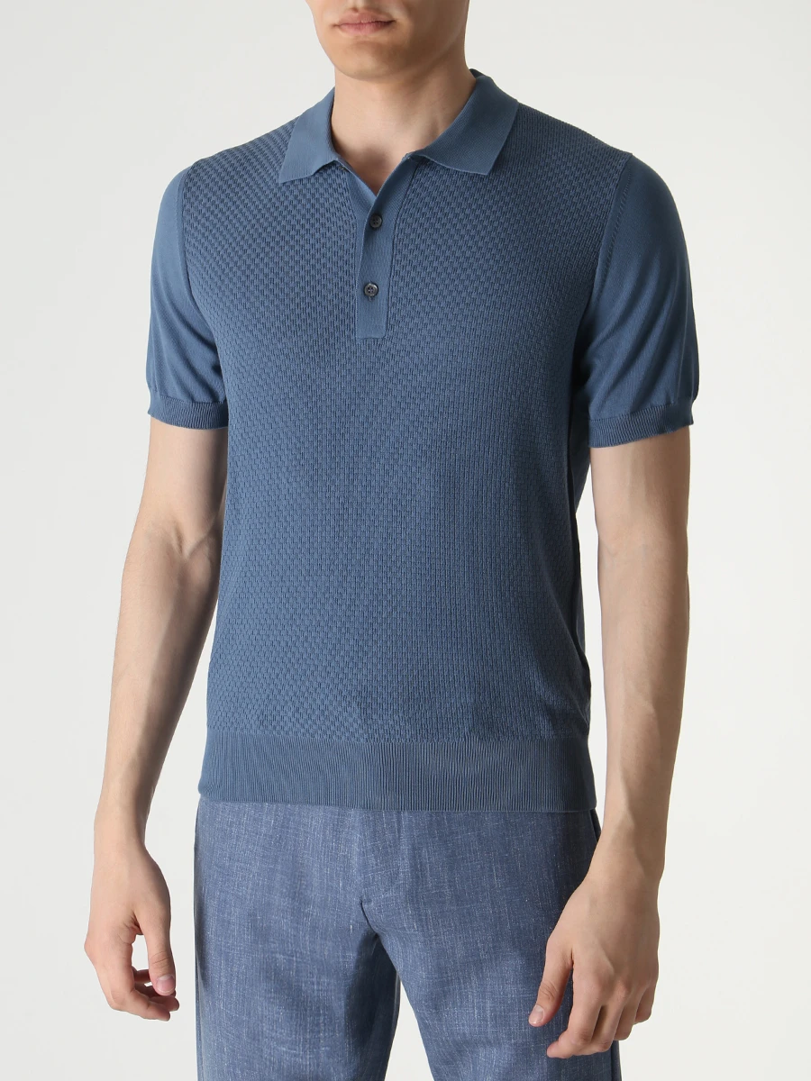 Поло хлопковое CANALI MK01864/312/C0844 Бирюзовый  Фото 4