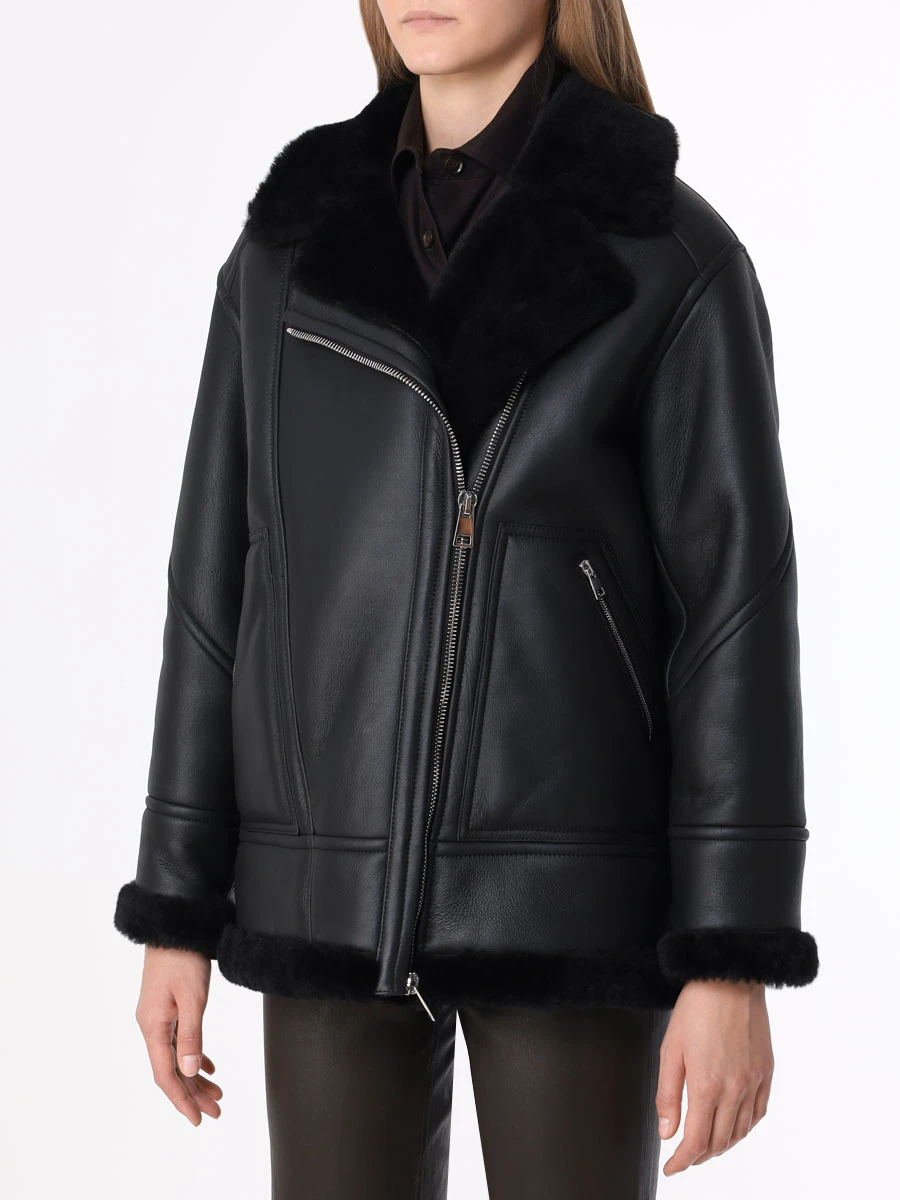 Дубленка из овчины BLANCHA 22148-303 Черный  Фото 4