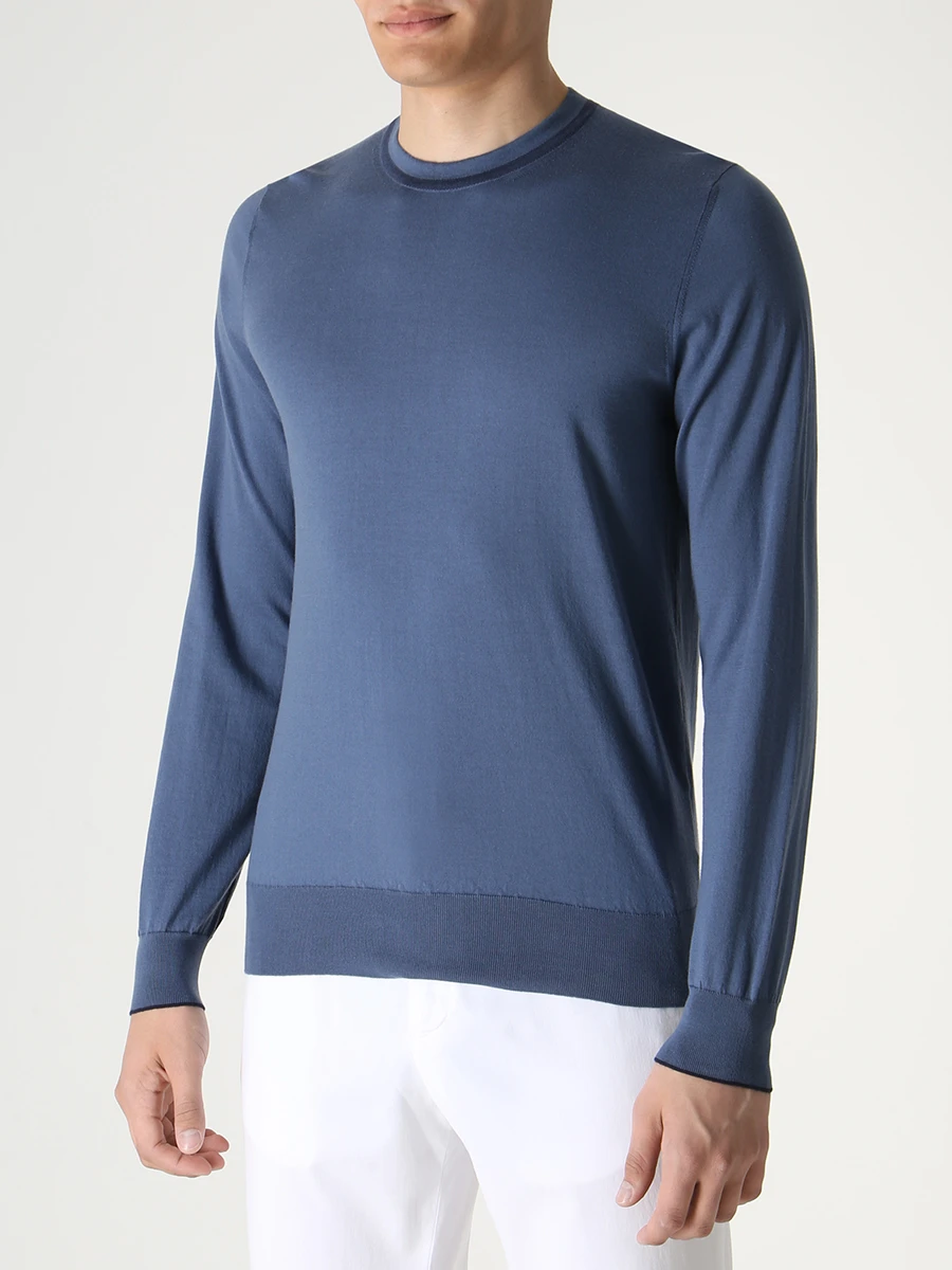 Джемпер хлопковый FIORONI CASHMERE MK26611A1 E-23 E14 Синий  Фото 4