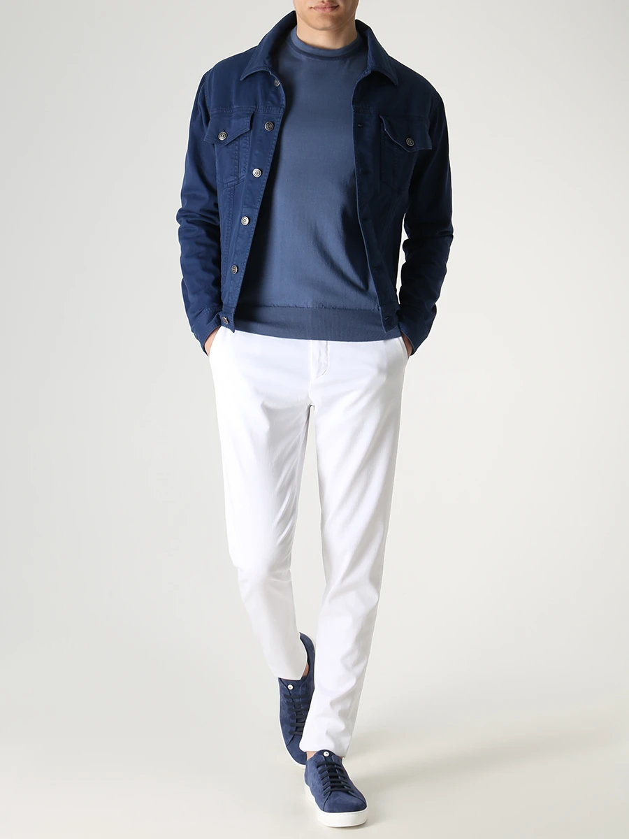 Джемпер хлопковый FIORONI CASHMERE MK26611A1 E-23 E14 Синий  Фото 2
