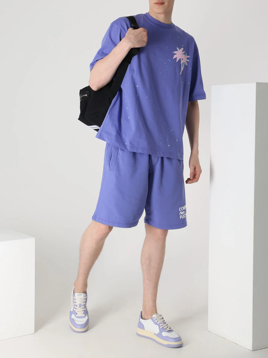 Шорты хлопковые COMME DES FUCKDOWN CDFU2426 PURPLE LAVANDA Сиреневый  Фото 2