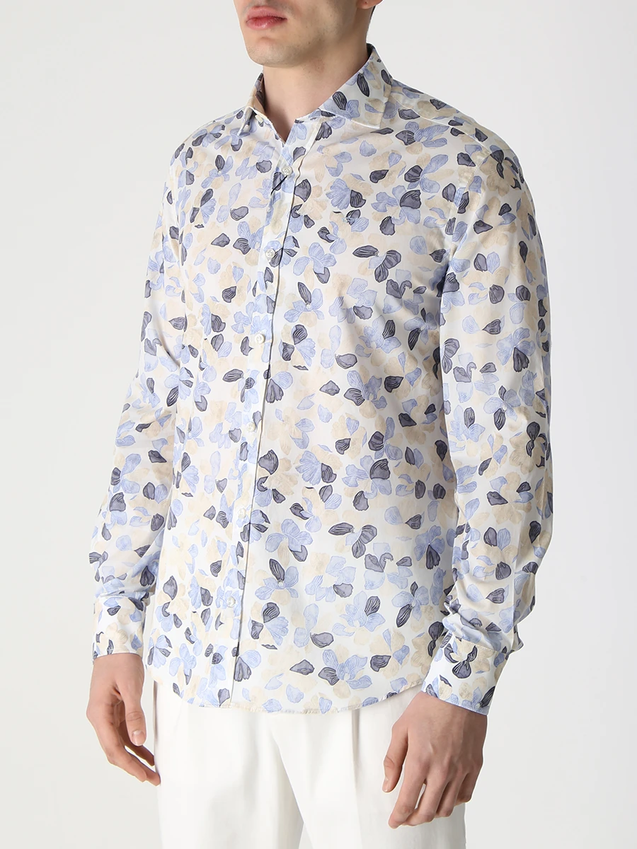 Рубашка Slim Fit хлопковая PAUL & SHARK 23413086J/101 Цветочный принт  Фото 5