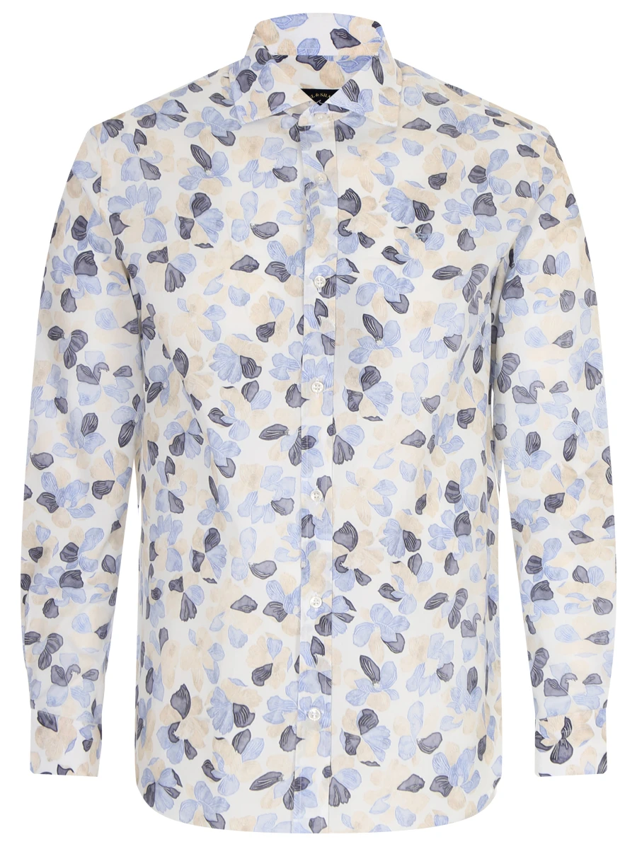 Рубашка Slim Fit хлопковая PAUL & SHARK 23413086J/101 Цветочный принт  Фото 2