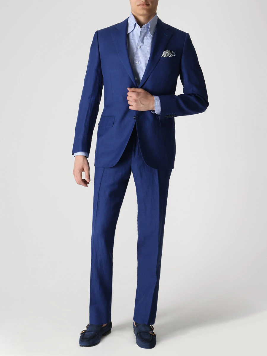 Рубашка Slim Fit хлопковая с принтом ROBERTO RICETTI CAMICIA AME BUSINESS/BE3003 Голубой  Фото 2