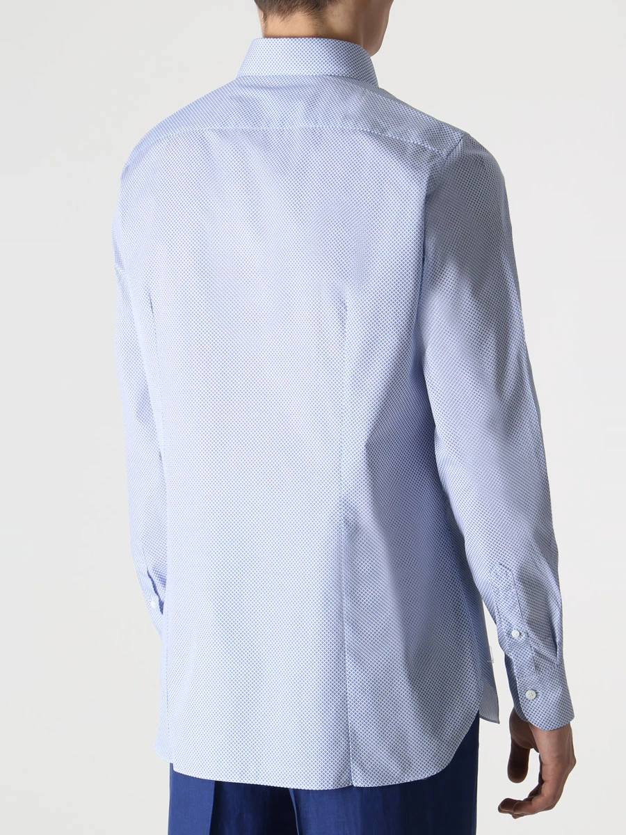 Рубашка Slim Fit хлопковая с принтом ROBERTO RICETTI CAMICIA AME BUSINESS/BE3003 Голубой  Фото 3
