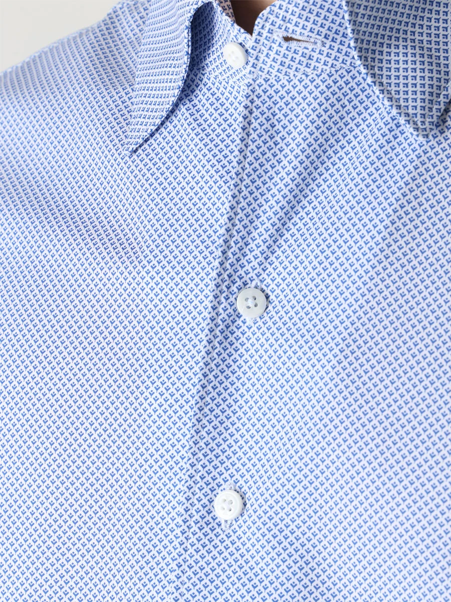 Рубашка Slim Fit хлопковая с принтом ROBERTO RICETTI CAMICIA AME BUSINESS/BE3003 Голубой  Фото 5
