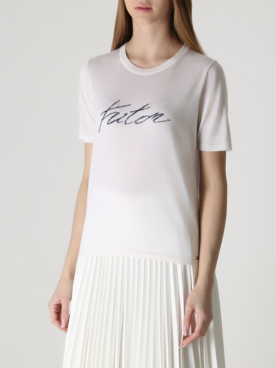 Футболка кашемировая KITON D5570205004 Белый  Фото 4