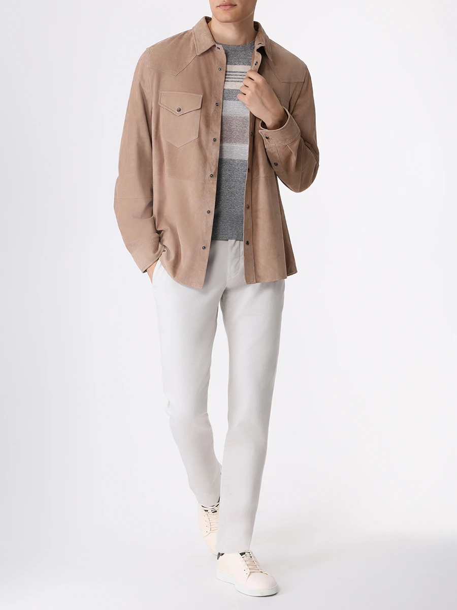 Куртка замшевая BRUNELLO CUCINELLI MPCLN1721 C8408 Бежевый  Фото 2