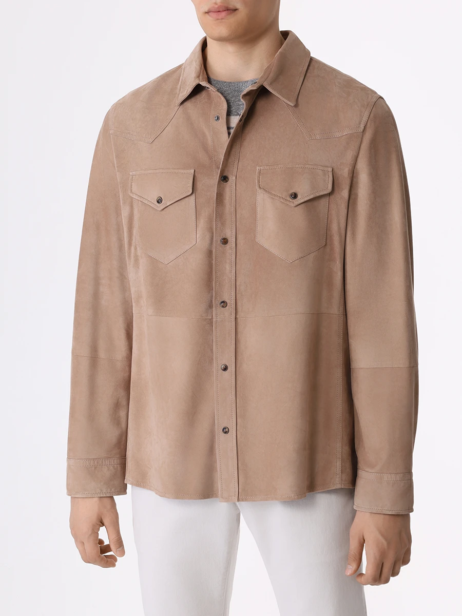 Куртка замшевая BRUNELLO CUCINELLI MPCLN1721 C8408 Бежевый  Фото 4