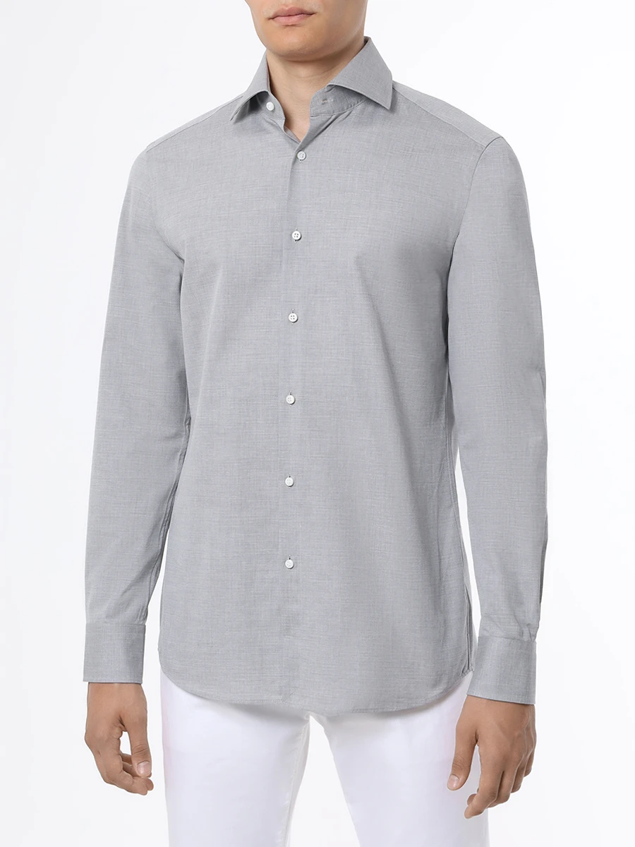 Рубашка Slim Fit хлопковая BOSS CAMEL 50496889/041, размер 48, цвет серый 50496889/041 - фото 4