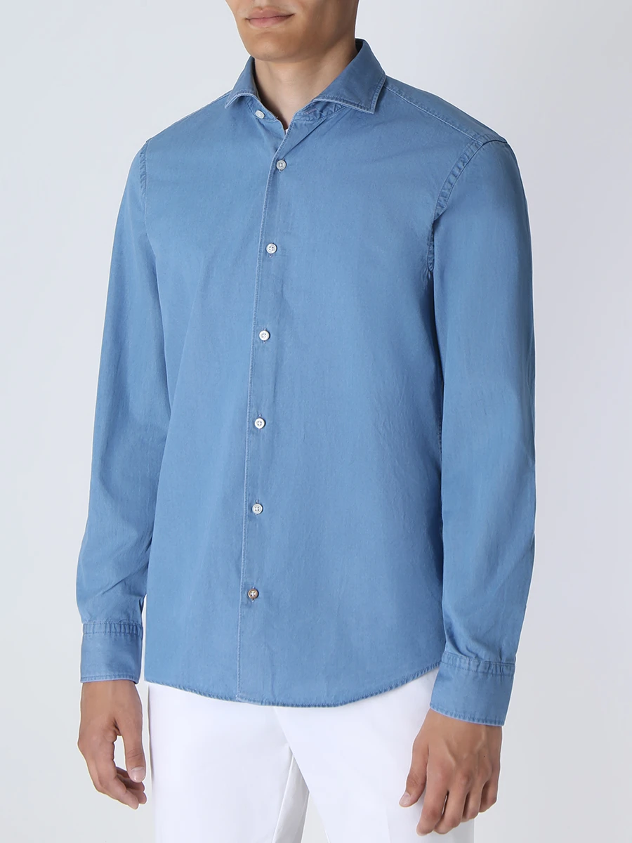 Рубашка Casual Fit хлопковая BOSS 50497438/460, размер 50, цвет голубой 50497438/460 - фото 4