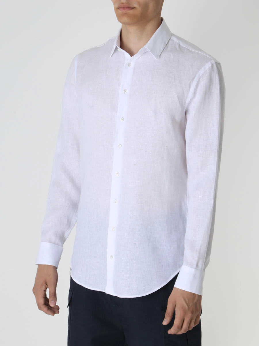 Рубашка Regular Fit льняная GIORGIO ARMANI 8WGCCZ98 U0BN, размер 52, цвет белый - фото 4