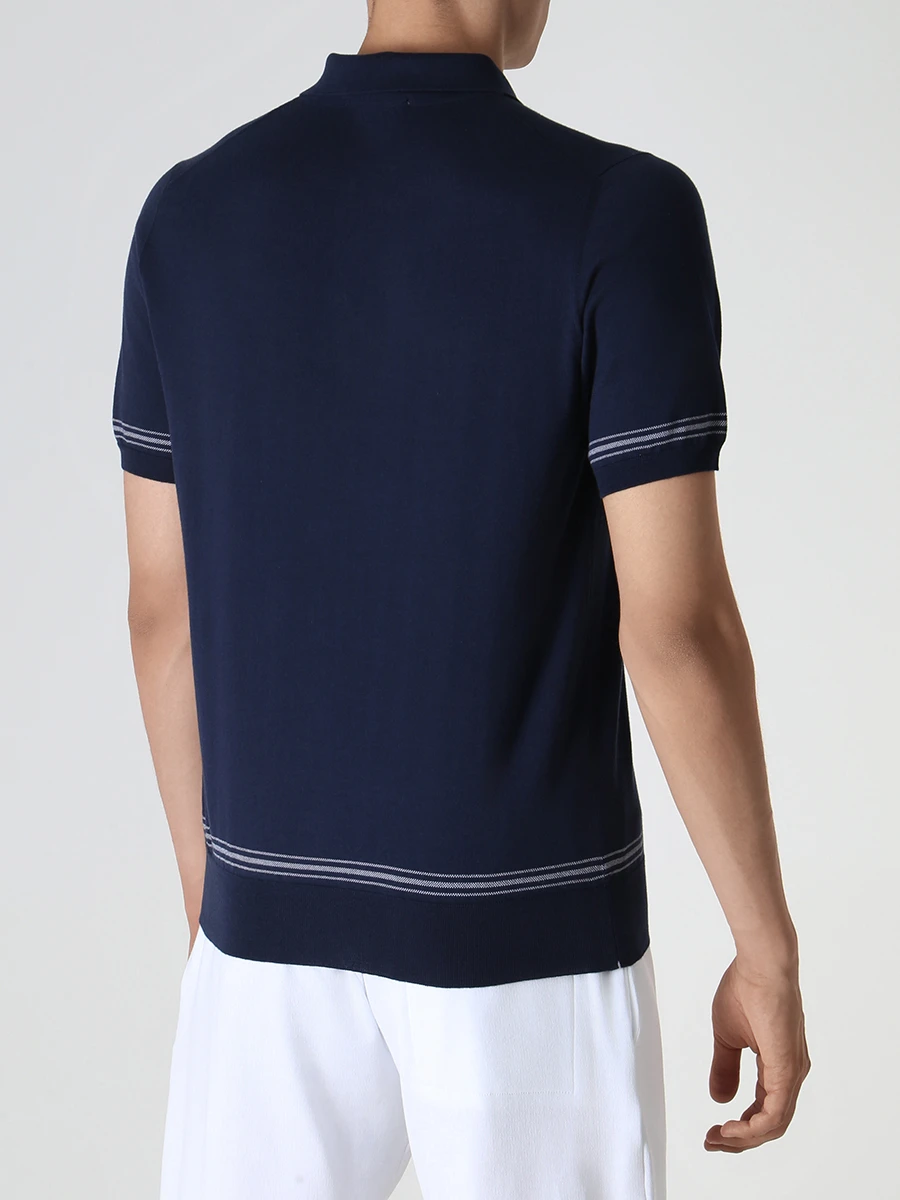 Поло хлопковое FIORONI CASHMERE MK26613C2 E23 E7 Синий  Фото 3