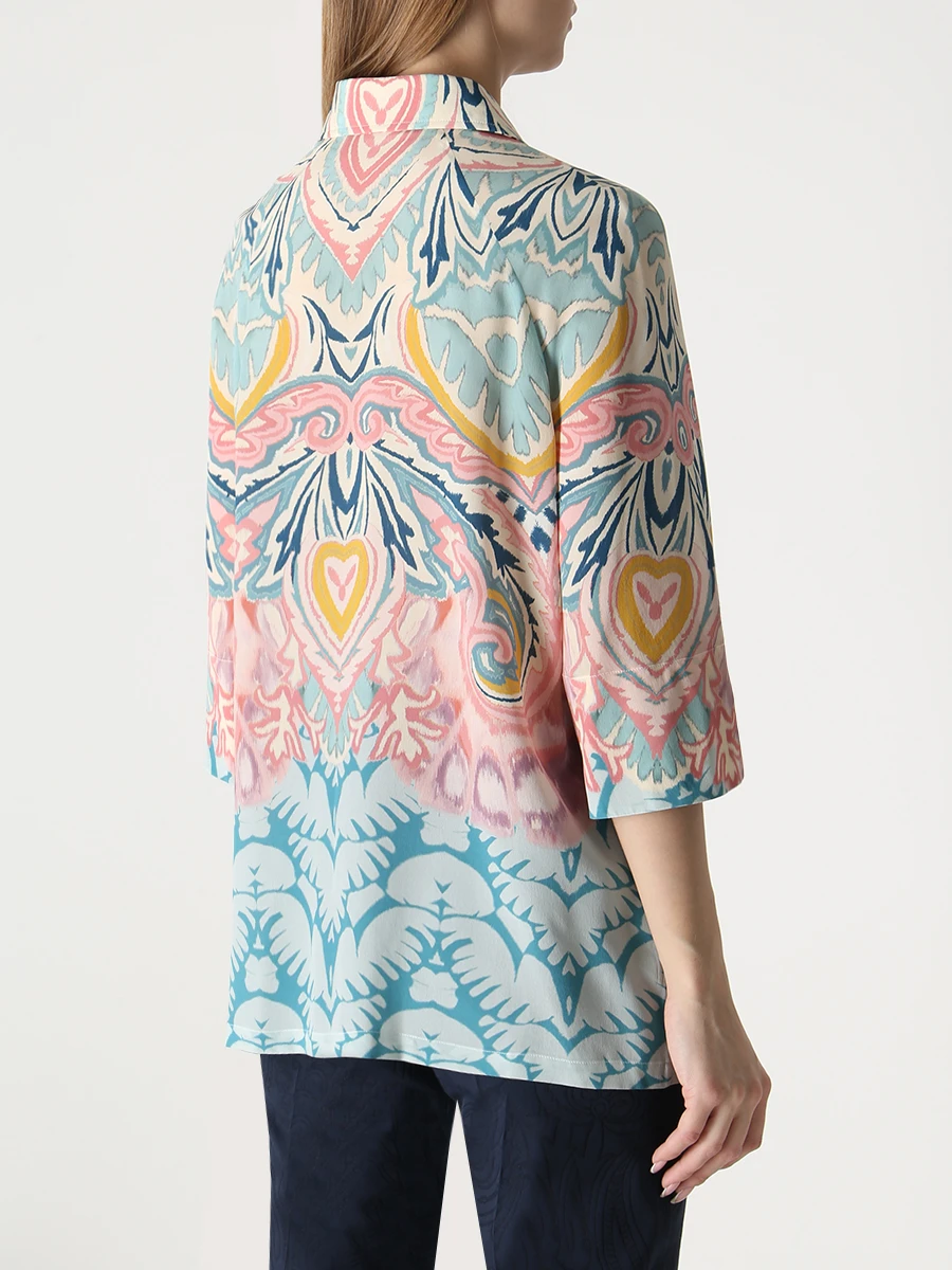 Блуза шелковая ETRO 12392 4492 0260, размер 46, цвет мультиколор - фото 3