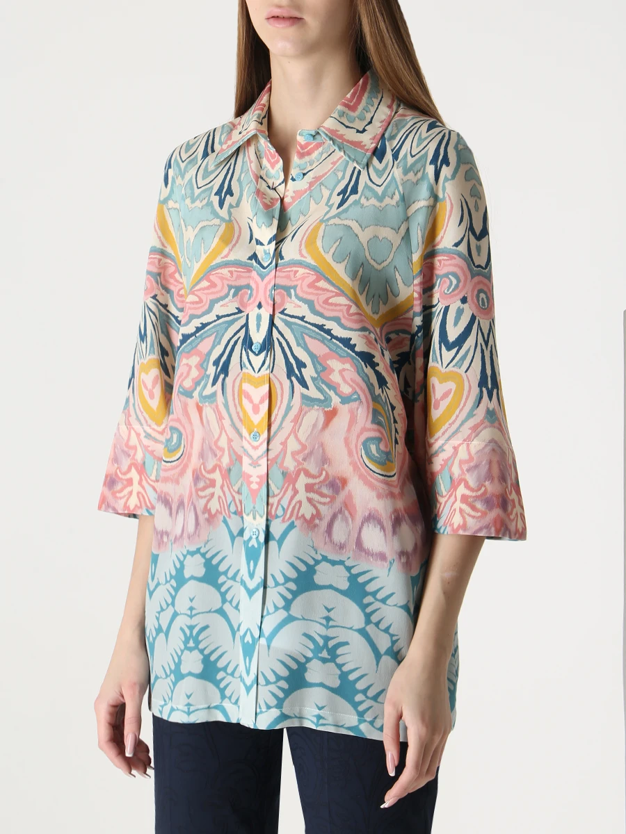 Блуза шелковая ETRO 12392 4492 0260, размер 46, цвет мультиколор - фото 4