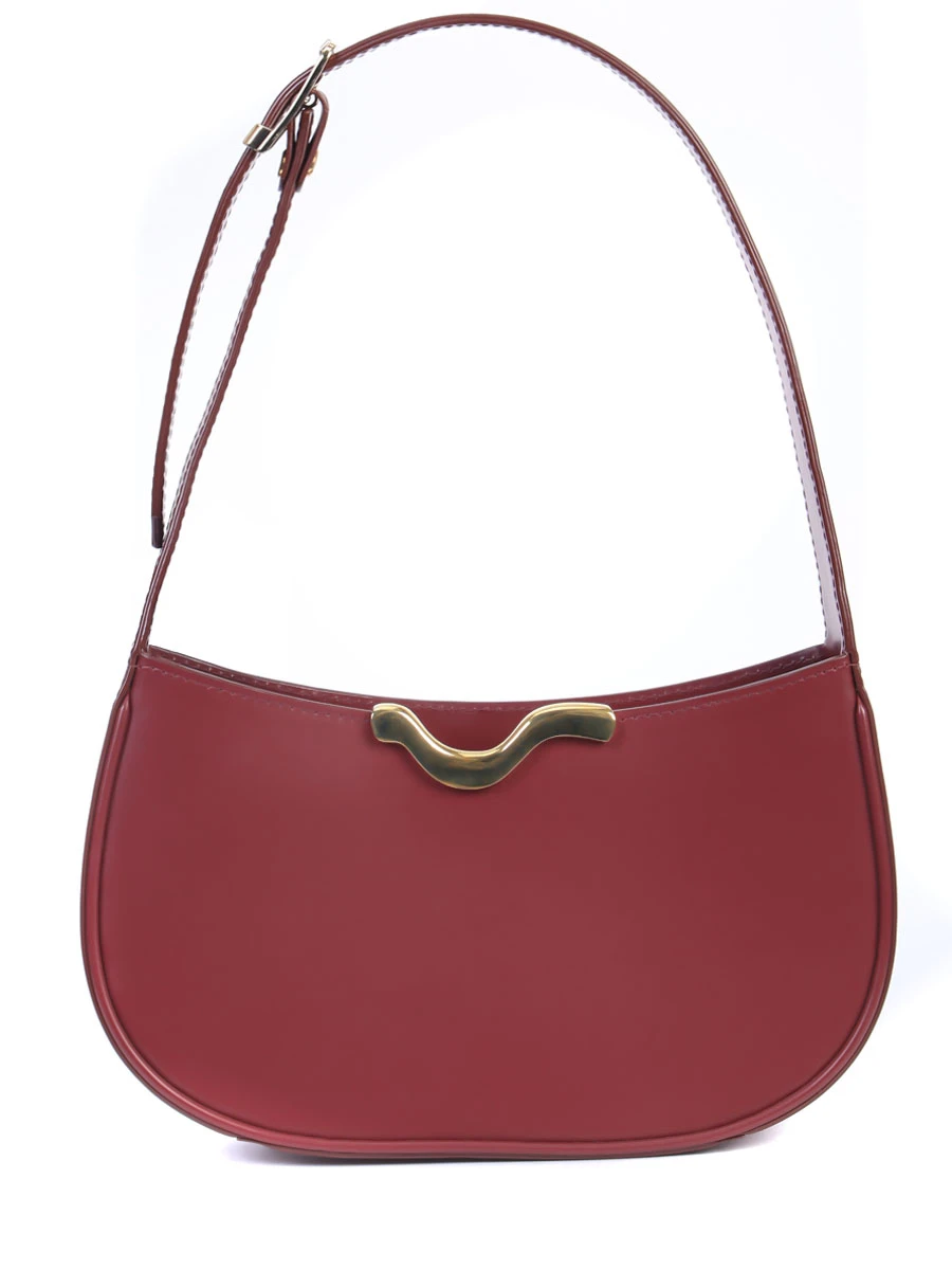 

Сумка-хобо кожаная, Бордовый, 200-011