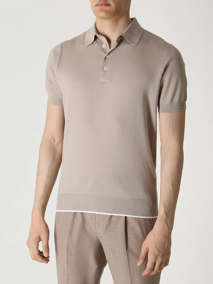 Поло хлопковое BILANCIONI 519300 200 Бежевый  Фото 4