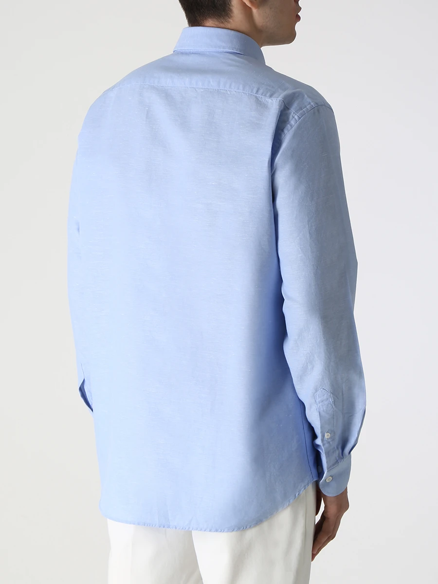 Рубашка Regular Fit из хлопка и льна PAUL & SHARK 23413094/020 Голубой  Фото 3