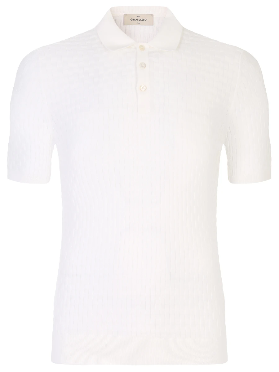 

Поло хлопковое, Белый, 57113/18018/005 Плетенка,