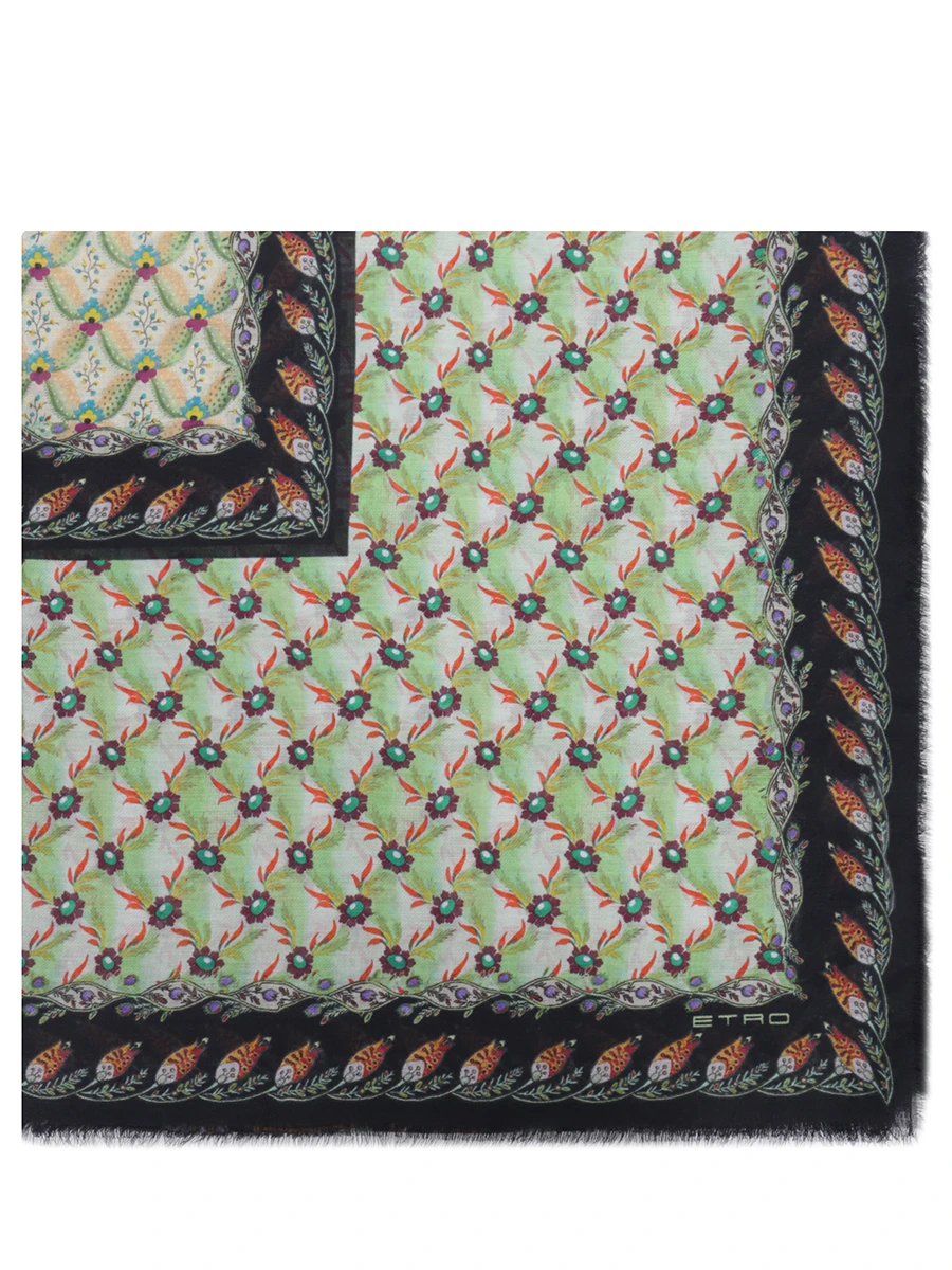 Платок-шаль из кашемира и шелка ETRO 10010 9531 500, размер Один размер, цвет зеленый