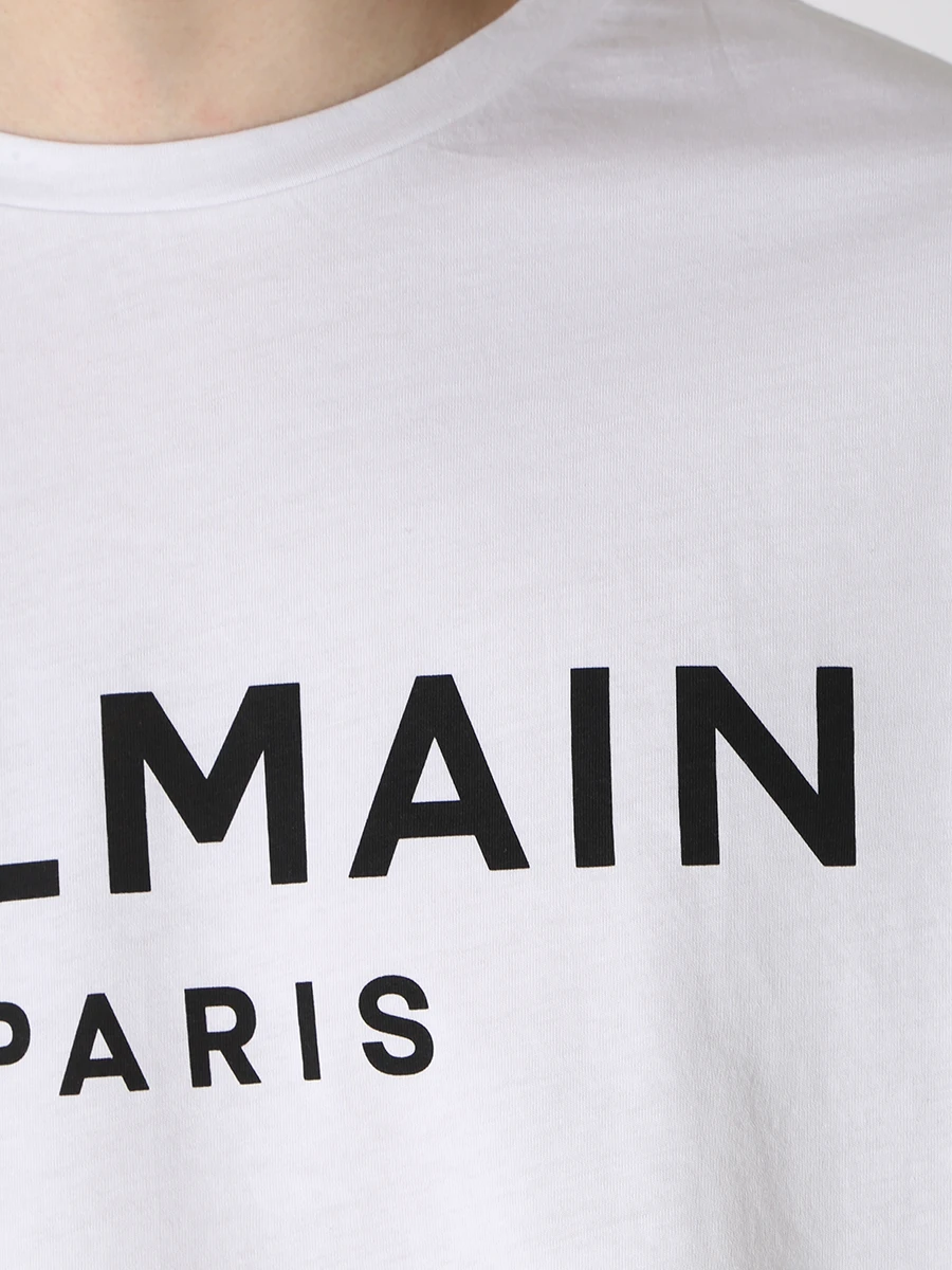 Футболка хлопковая с принтом BALMAIN AH1EG000BB73/GAB Белый  Фото 5