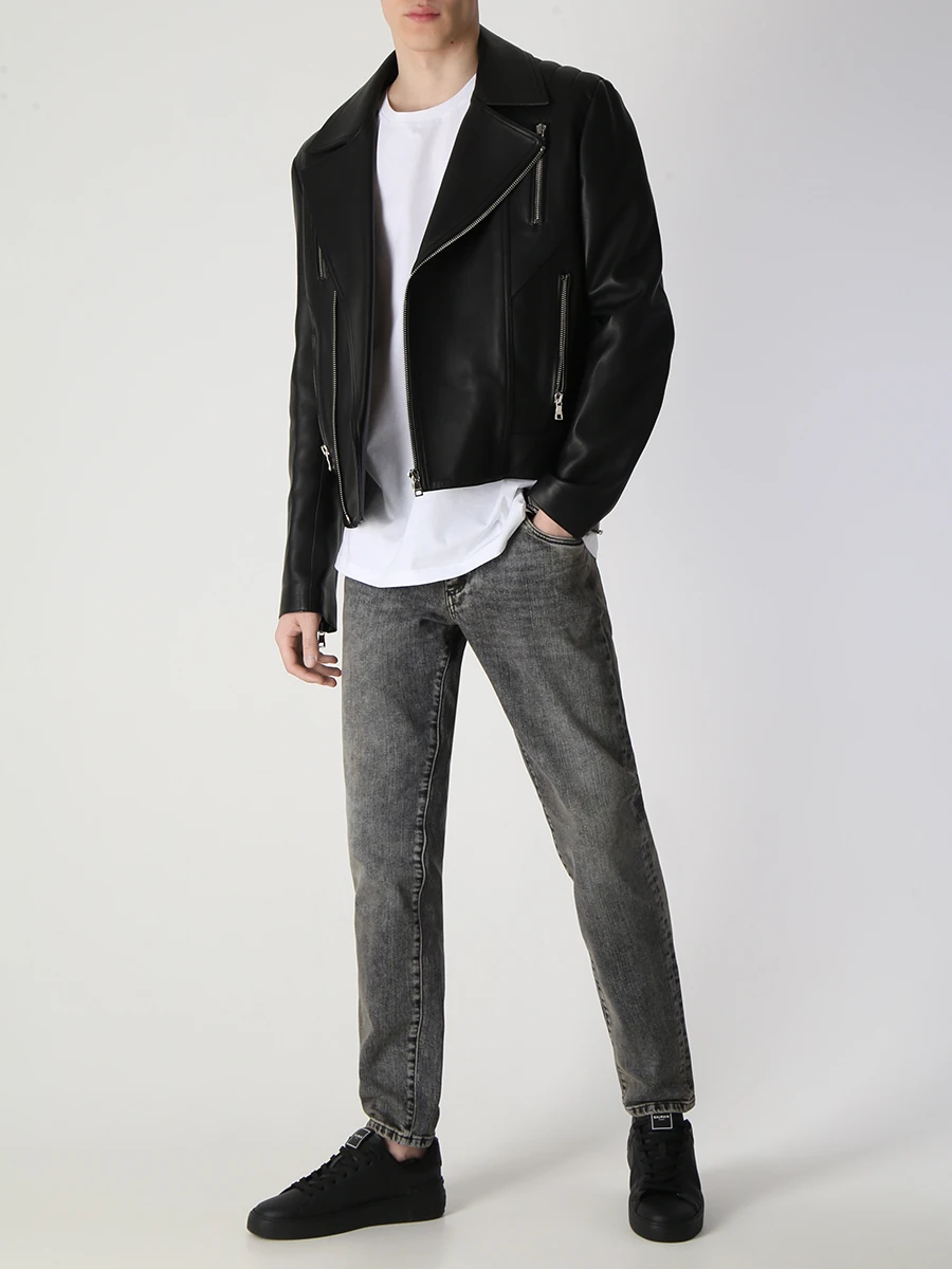 Футболка хлопковая с принтом BALMAIN AH1EG010BB16/GAB Белый  Фото 2
